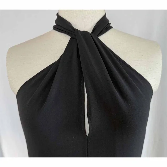 Max Mara Vintage Black Grecian HaNeck Keyhole Crepe Cocktail Dress Women Size 6 - Picture 4 of 8